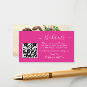 Carte D'accompagnement Calligraphie Détails du Mariage Web QR Photo Hot P