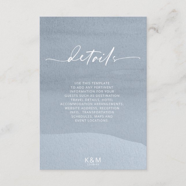 Carte D'accompagnement Calligraphie Détails floraux Dusty Blue ID771 (Devant)