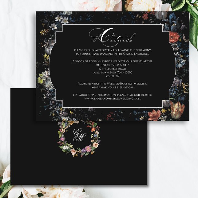 Carte D'accompagnement Calligraphie florale noire (Créateur téléchargé)