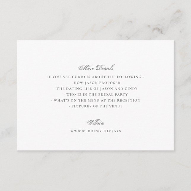 Carte D'accompagnement Calligraphie formelle Mariage élégant (Devant)