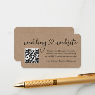 Carte D'accompagnement Calligraphie Heart Kraft Site Mariage QR