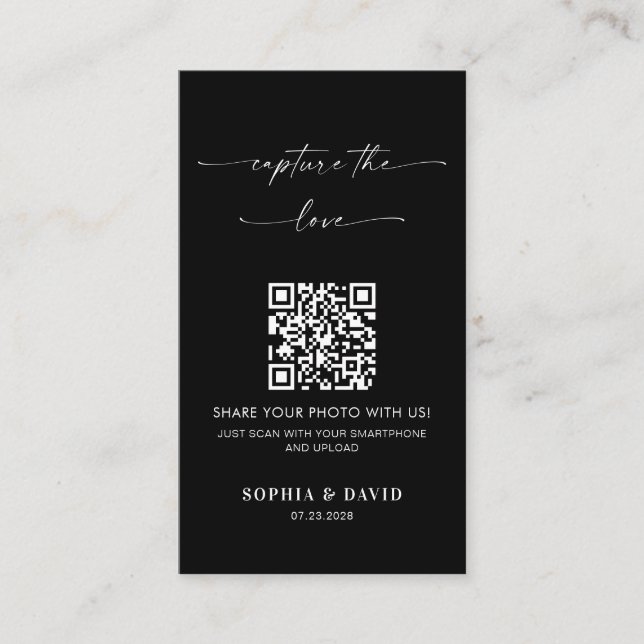 Carte D'accompagnement Calligraphie Mariage Capturer l'amour Code QR (Devant)
