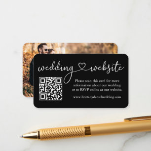 Carte D'accompagnement Calligraphie Mariage cardiaque Site Web QR Photo B
