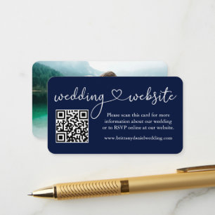 Carte D'accompagnement Calligraphie Mariage cardiaque Site Web QR Photo B