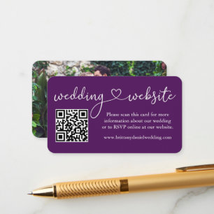 Carte D'accompagnement Calligraphie Mariage cardiaque Site Web QR Photo P