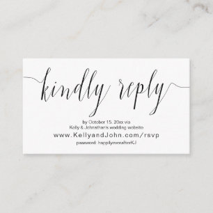 Carte D'accompagnement Calligraphie Mariage, noir, dîner en ligne RSVP