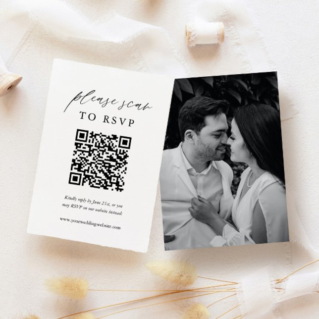 Carte D'accompagnement Calligraphie Mariage QR Veuillez Analyser vers RSV (Créateur téléchargé)