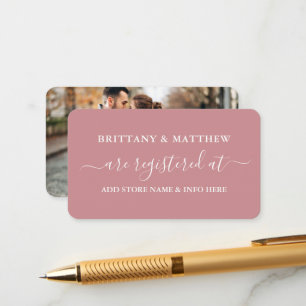 Carte D'accompagnement Calligraphie Mariage Registre Photo Dusty Rose