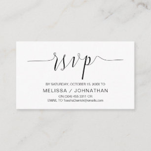 Carte D'accompagnement Calligraphie Mariage, Script noir, Dîner RSVP