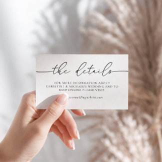 Carte D'accompagnement Calligraphie minimaliste élégante Détails du Maria