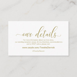 Carte D'accompagnement Calligraphie moderne de l'or, Mariage Nos détails
