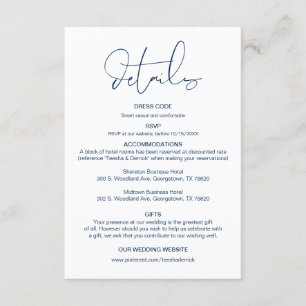 Carte D'accompagnement Calligraphie moderne, Détails Mariages, Informatio