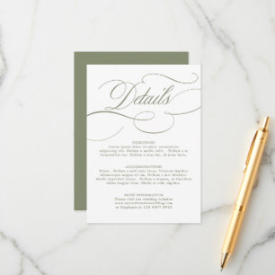 Carte D'accompagnement Calligraphie moderne intemporelle mariage Vert Sau