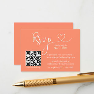 Carte D'accompagnement Calligraphie moderne Mariage cardiaque QR RSVP Cor