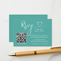 Calligraphie moderne Mariage cardiaque QR RSVP Tur