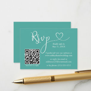 Carte D'accompagnement Calligraphie moderne Mariage cardiaque QR RSVP Tur