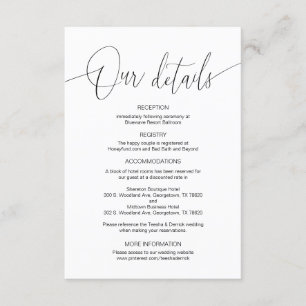 Carte D'accompagnement Calligraphie moderne, Mariage Détails informations