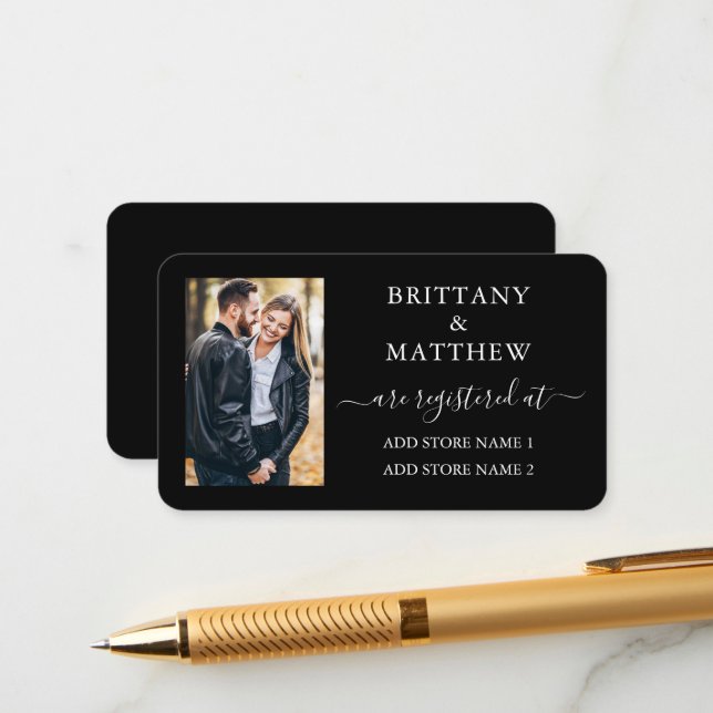 Carte D'accompagnement Calligraphie moderne Photo Registre de mariage Noi (Devant/Arrière en situation)