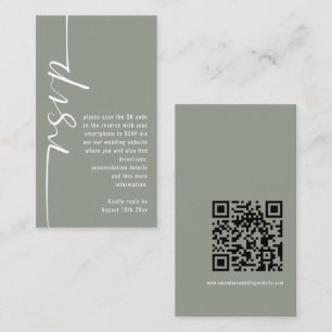 Carte D'accompagnement Calligraphie moderne QR Code Sage Wedding RSVP