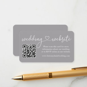 Carte D'accompagnement Calligraphie moderne Site Mariage cardiaque QR Gre