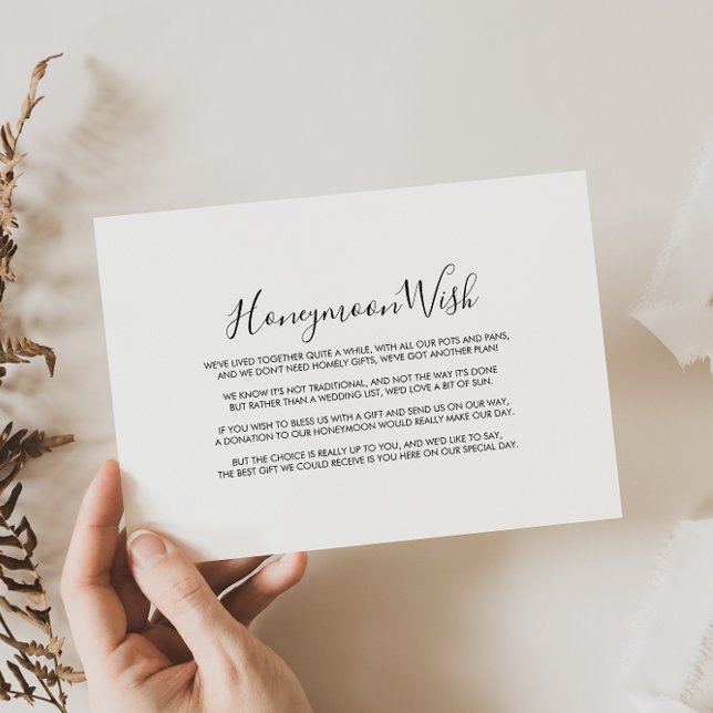 Carte D'accompagnement Calligraphie Noir Blanc Vœu de Lune de Miel   (Créateur téléchargé)
