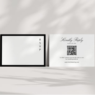 Carte D'accompagnement Calligraphie noir et blanc Code QR moderne