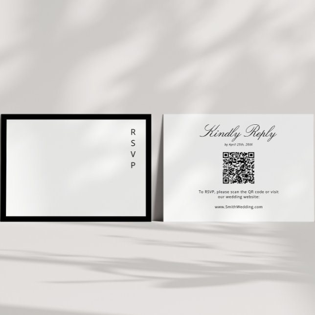 Carte D'accompagnement Calligraphie noir et blanc Code QR moderne (Créateur téléchargé)