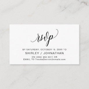 Carte D'accompagnement Calligraphie noire moderne, mariage RSVP