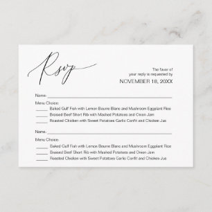 Carte D'accompagnement Calligraphie noire moderne, Mariage RSVP