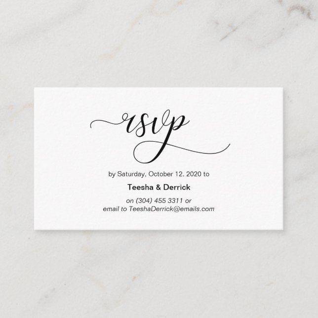 Carte D'accompagnement Calligraphie noire moderne, Mariage RSVP (Devant)