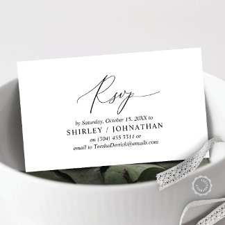 Carte D'accompagnement Calligraphie Noire Simple Moderne, Mariage RSVP