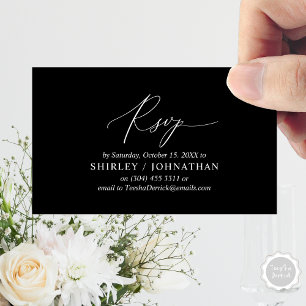 Carte D'accompagnement Calligraphie Noire Simple Moderne, Mariage RSVP
