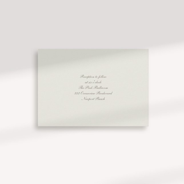 Carte D'accompagnement Calligraphie officielle Mariage de réception class (formal traditional elegant calligraphy wedding reception card ecru classic)