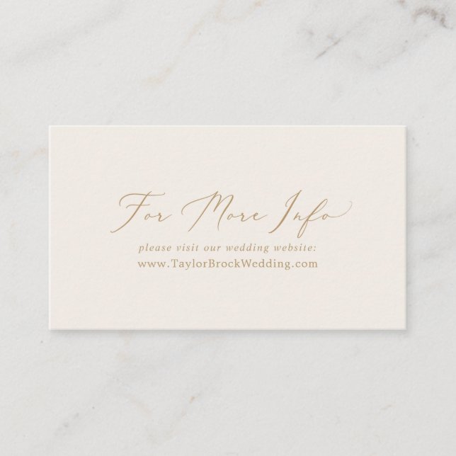 Carte D'accompagnement Calligraphie Or Délicate | Site Mariage Cream (Devant)
