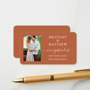 Carte D'accompagnement Calligraphie Photo Mariage Registre Terracotta