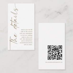 Carte D'accompagnement Calligraphie QR Code Champagne Gold Détails du Mar