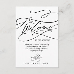 Carte D'accompagnement Calligraphie romantique avec Mariage photo Bienven