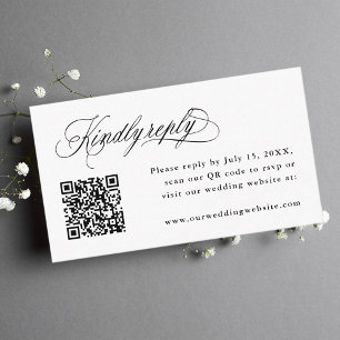 Carte D'accompagnement Calligraphie romantique Mariage QR Code RSVP