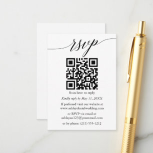 Carte D'accompagnement Calligraphie RSVP Mariage Minimaliste simple QR