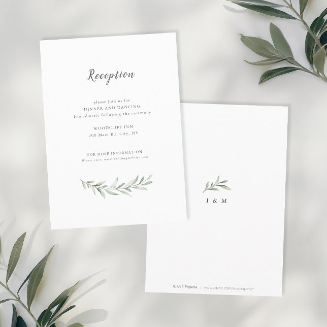 Carte D'accompagnement Calligraphie simple mariage de verdure rustique (Simple calligraphy rustic greenery wedding enclosure card)