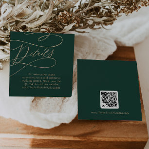 Carte D'accompagnement Calligraphie verte romantique QR Code Détails du M
