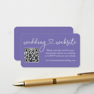 Carte D'accompagnement Calligraphy Heart Mariage Website QR Periwinkle