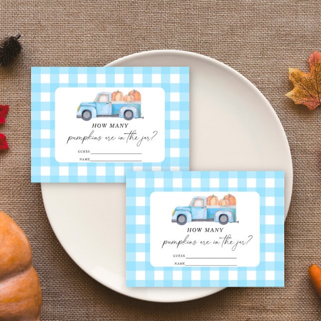 Carte D'accompagnement Camion bleu - devinez combien de citrouilles sont  (Créateur téléchargé)
