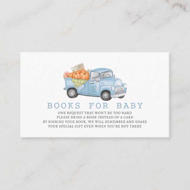 Carte D'accompagnement Camion Citrouille bleu En vichy Livres pour bébé (Devant)