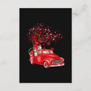 Carte D'accompagnement Camion rouge husky Valentine Butterfly Heart