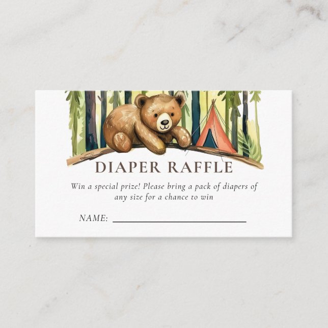 Carte D'accompagnement Camping Forest Baby Shower Diaper Raffle (Devant)
