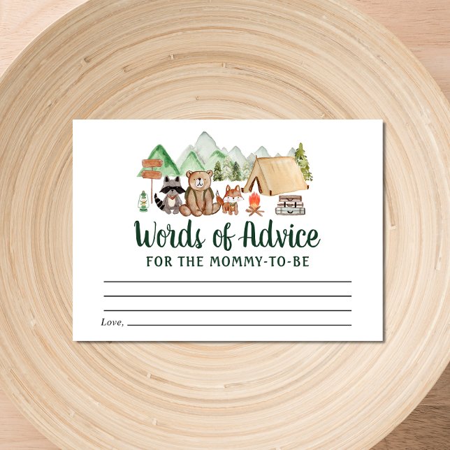 Carte D'accompagnement Camping Woodland Animaux Conseil Baby shower (Créateur téléchargé)