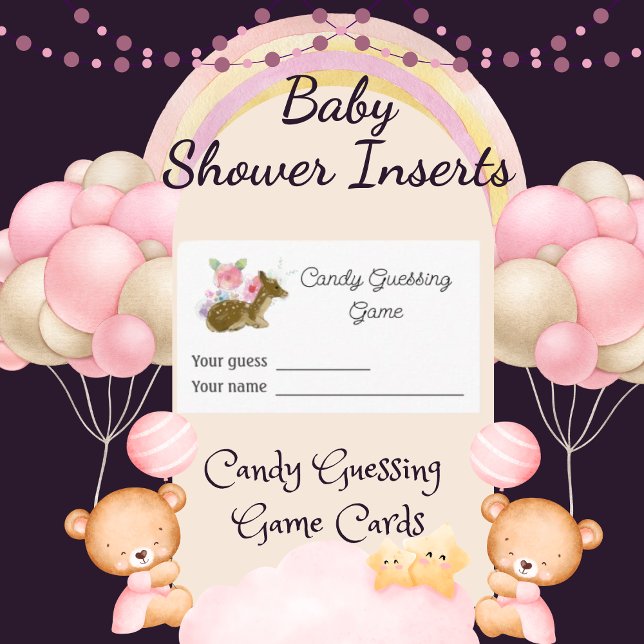 Carte D'accompagnement Candy Devant Jeu Baby shower de fille rose (Créateur téléchargé)
