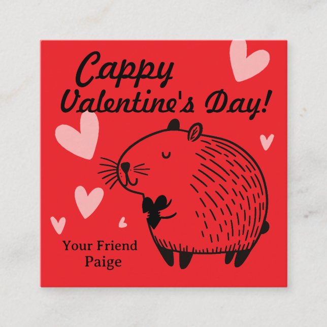 Carte D'accompagnement Cappy Saint-Valentin | Capybara Saint-Valentin  (Devant)