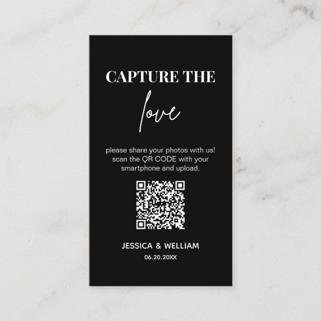 Carte D'accompagnement Capturez l'amour mariage Code Qr (Devant)